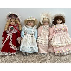Bundle of 4 Ceramic/Porcelain Dolls 8”